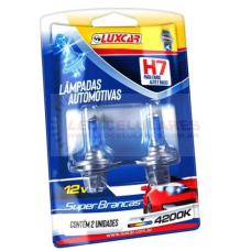 Lâmpadas Automotivas Super Brancas H7 12V 4200K Luxcar 2 Unidades